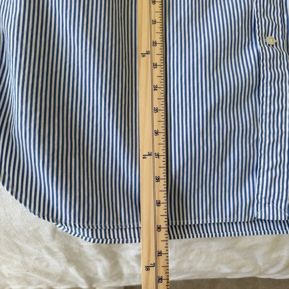 Ralph Lauren Men's Striped Cotton Button Down Shirt Sz 18/46 Blue Long Sleeve